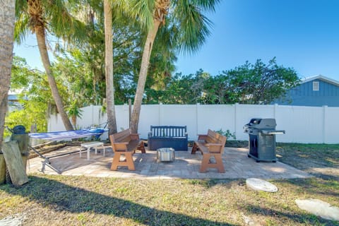 Patio | Gas Grill | Dining Space | 3 Kayaks