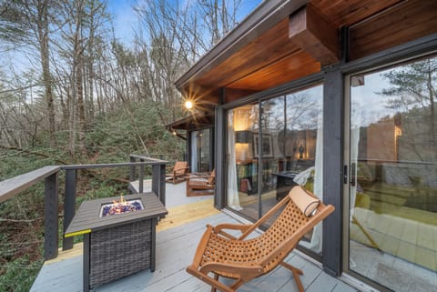 Gas Fire Table on the Deck