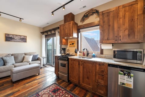 Kitchen with downtown views.