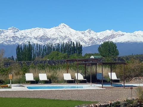 Seasonal outdoor pool, sun loungers
