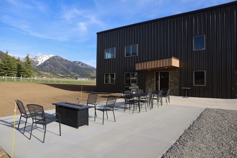 Patio - tables, chairs, propane fire table, and grill