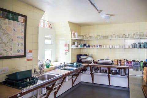 Fridge, microwave, cookware/dishes/utensils