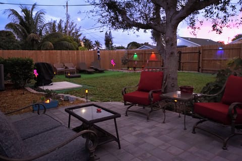 Secure fenced yard with Cool Vibes.
