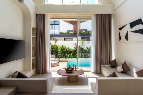 Deluxe Villa, 2 Bedrooms, Private Pool, Pool View | Living area | 32-inch Smart TV with digital channels