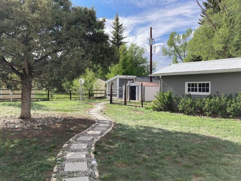 Backyard w fire pit for roasting marshmallows