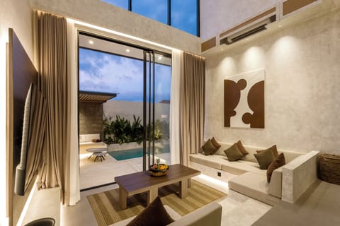 Deluxe Villa, 2 Bedrooms, Private Pool, Pool View | Living area | 32-inch Smart TV with digital channels