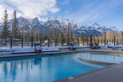 Breathe in the fresh mountain air by the pool.