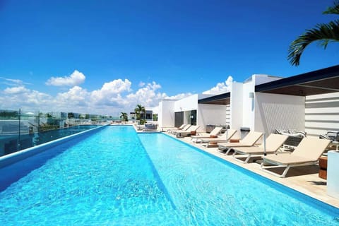 Stunning rooftop pool with panoramic views.