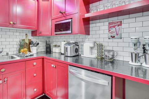 Equipped with all appliance, cookie sheets, pots, pans, "Make a milkshake"