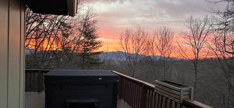Sunrise over the hot tub