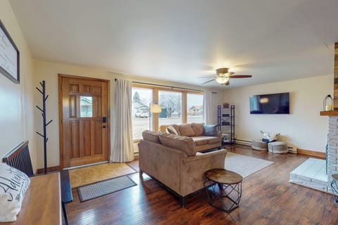 Front door, living room