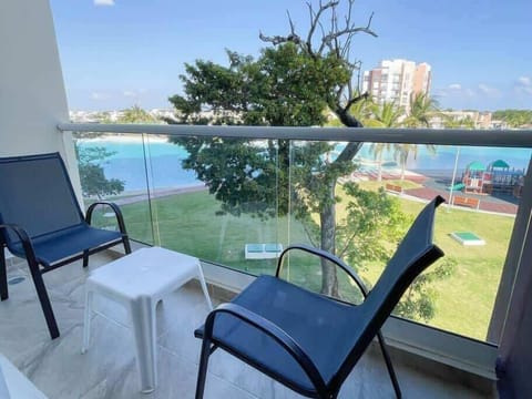 Private balcony with lagoon views