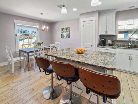 Kitchen island with seating for three
