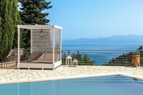 Relaxing by the pool.