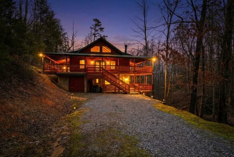Twilight Exterior | Wraparound Porch | Mountain Cabin