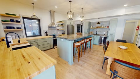 Indoors, Kitchen, Hardwood, Kitchen Island, Floor