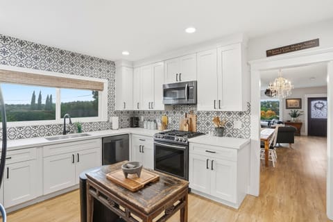 Kitchen view toward dining room