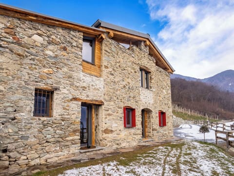 House, Cottage, Human Settlement, Rural Area, Stone Wall, Mountain Range, Village, Slope, Winter, Farmhouse