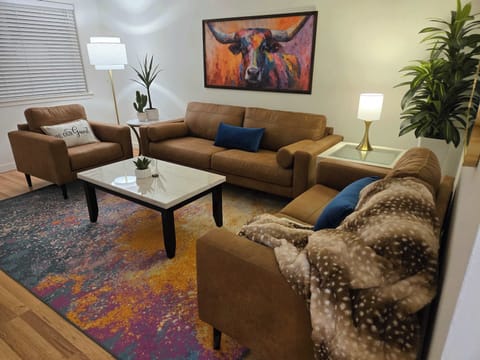 Warm southwest ranch living room perfect for relaxing and gathering