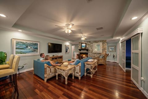 Spacious coastal living room with comfortable seating