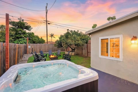 Backyard oasis with private hot tub
