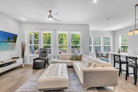 Bright airy space with large windows, chic decor & perfect spot to unwind!
