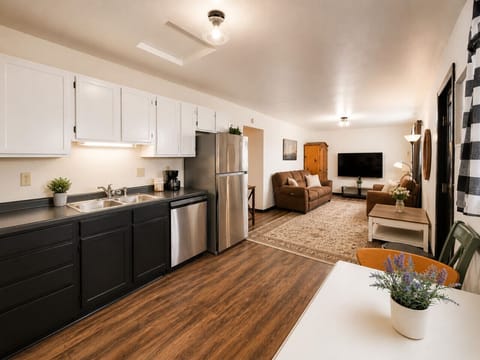 Open-concept layout connected to the living room