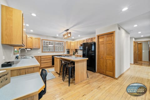 Kitchen with designated work space.