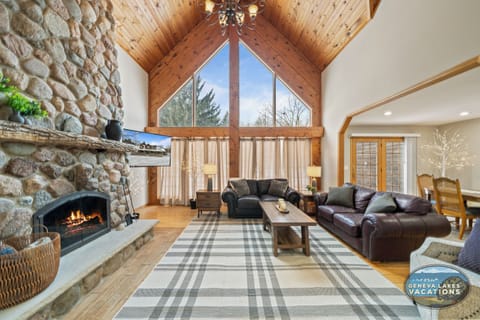 Apex window in living room.-Fireplace is decorative only and not operational/not for guest use