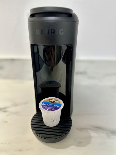 Single serve Keurig with Coffee, Sugar and Creamers available