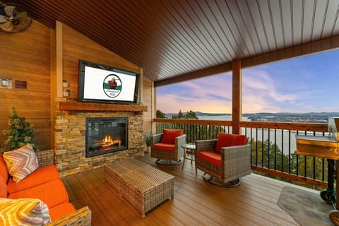 Covered deck with an incredible view of Table Rock Lake