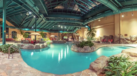 Indoor pool, outdoor pool, sun loungers