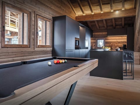 Pool table/kitchen