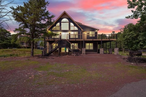 Luxury Cabin Exterior at Sunset