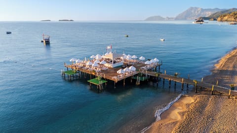 Private beach, sun loungers, beach umbrellas, beach bar