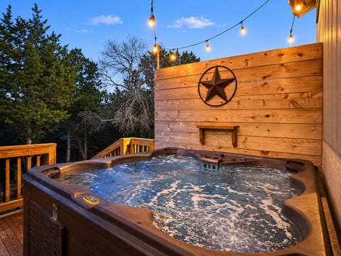 Enjoy a Golden Hour soak in the hot tub