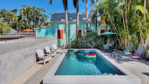 The private pool and comfortable outdoor seating create the perfect retreat...