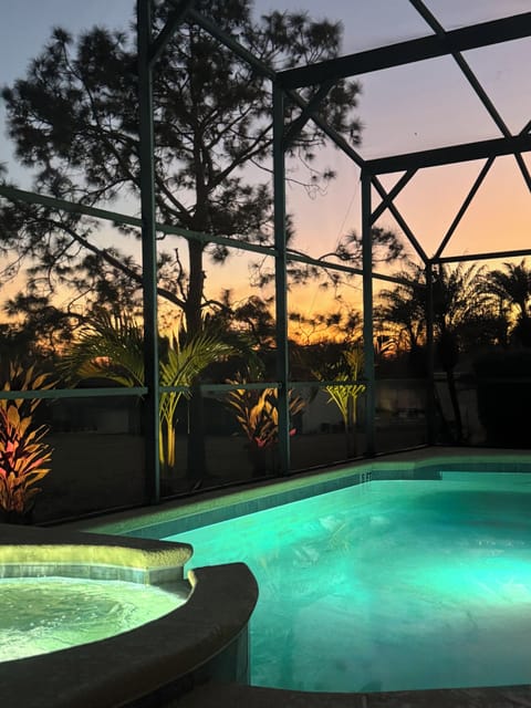 Nighttime pool view