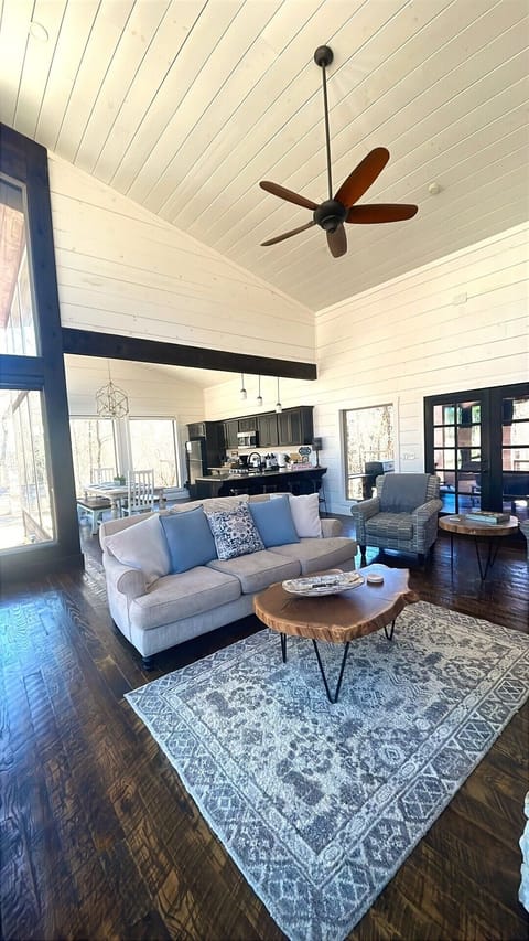 Open living and kitchen area.