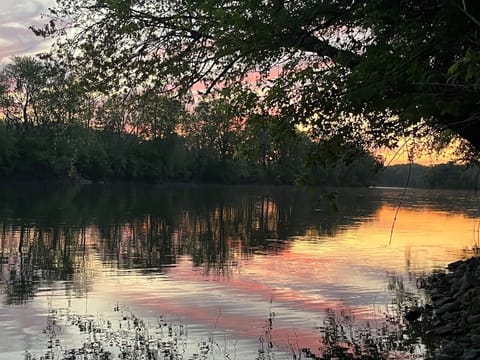 Enjoy gorgeous sunsets over the river.