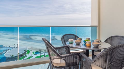 Enjoy the view from the balcony.
