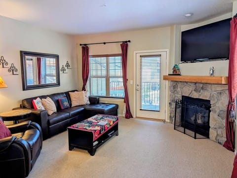 Hang out in the living room with a large smart TV after a day on Mt. Hood