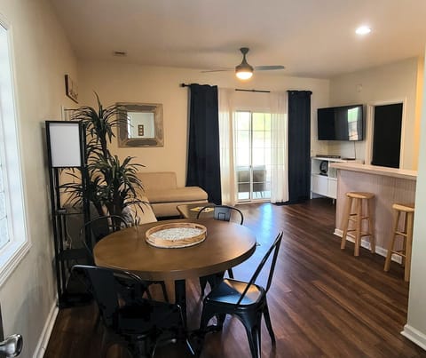 When you walk in, bright, uncluttered, modern.