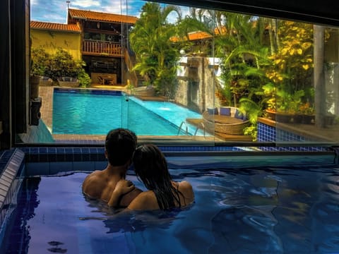 Indoor pool, open 10:00 AM to 10:00 PM, sun loungers