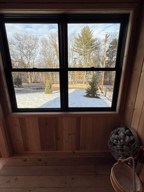 View out of the sauna.