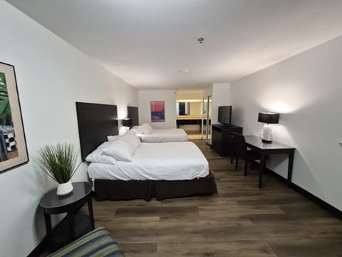 Desk, laptop workspace, blackout drapes, free WiFi