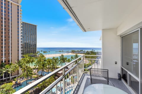 Enjoy views of Hilton Hawaiian Village from the balcony