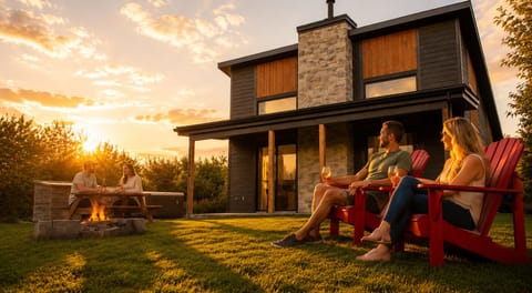 Chalet 138 exterieur avec personnes 2