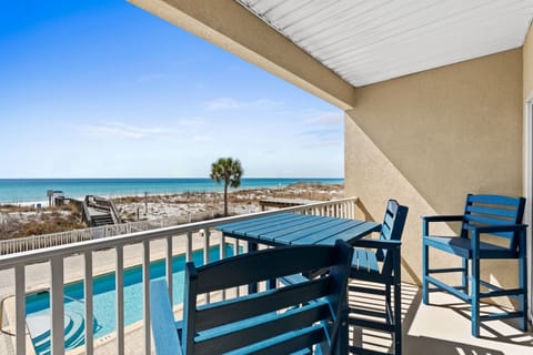 Balcony over looking the property pool and beautiful water