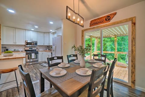 Dining Area | Seating for Six & Sliding Doors to Covered Porch